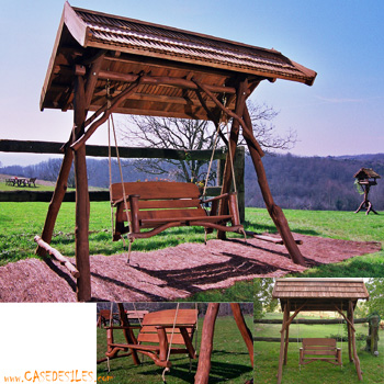 Balancelle en bois massif avec toit 2 places : Portique et Balancelle bois - Portique bois et Balancelle bois Balancelle en bois massif avec toit 2 places : Portique et Balancelle bois - Portique bois et Balancelle bois