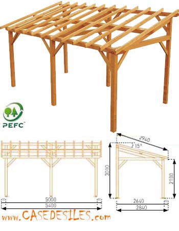 Structure carport bois 15.33mc a dosser 0700081 : Carport bois - Carport en bois Structure carport bois 15.33mc a dosser 0700081 : Carport bois - Carport en bois