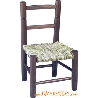 Chaise en bois coloniale : Chaises bois massif assise paille pour enfant 1016 Chaise en bois coloniale : Chaises bois massif assise paille pour enfant 1016