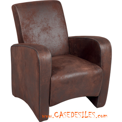 Fauteuil club microfibre aspect cuir vieilli 811MA Pas Cher Fauteuil club microfibre aspect cuir vieilli 811MA Pas Cher