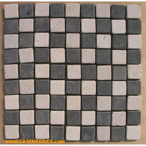 Dalle pierre en mosaïque 30x30 3x3 Noir Blanc Pas Cher Dalle pierre en mosaïque 30x30 3x3 Noir Blanc Pas Cher