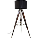 Lampe trépied campagne marine bois laiton cuir SL019C