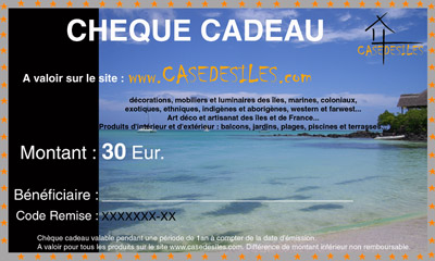 Chèque cadeau Case des îles 30Eur