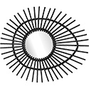 miroir rotin naturel elliptique laque noir 977ln