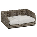 Panier à chien en rotin avec coussin gris G6599