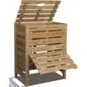 Bac composteur en bois avec couvercle 400L 0100058