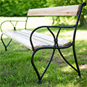 Banc de jardin bois et fer forgé 200cm avec dossier4 pl  BJ-C