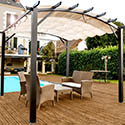 Pergola arche aluminium acier toile polyester 330x340 noir 3433