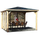 Pergola bois 2 ventelles toit panneau alu composite 3535VV