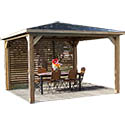 Pergola bois avec 1 ventelle toit panneau alu composite 3535V