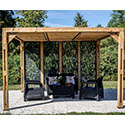 Pergola bois ventelle toiture panneau acier découpe laser 3531TX