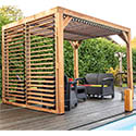 Pergola bois ventelles mobiles toit et mur 2331VT