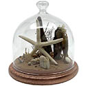 Décoration marine sous cloche en verre 12cm cuivre