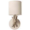 Lampe applique bois flotté et cordage blanc cassé