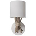 Lampe applique bois flotté et corde chanvre blanche