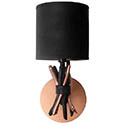 Lampe applique bois flotté et cordage chanvre noire cuivre