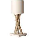 Lampe bois flotté chanvre et cordage 35cm blanc