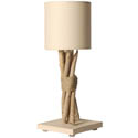 Lampe en bois flotté chanvre et cordage 35cm écume