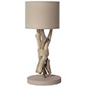 Lampe bois flotté cordage chanvre à poser H44cm taupe