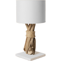 Lampe de chevet galet bois flotté 35cm blanche