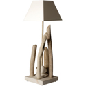 Lampe galet bois flotté 80cm élévation cendre