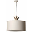 Lampe suspension bois flotté abat jour 40cm blanc