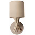 Luminaire applique bois flotté et corde chanvre taupe