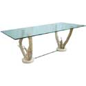 Table basse bois flotté plateau verre Madelon