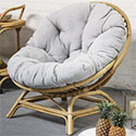 Fauteuil rotin coquille grand taille avec coussin vintage 820XXL