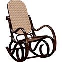 Rocking chair bois et rotin vintage noyer 303