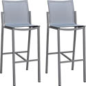 Tabourets de bar aluminium et toile gris clair TAB2060 lot 2