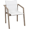 Fauteuils de jardin teck tissus empilables blanc chiné 42315