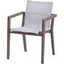 Fauteuils de jardin empilables teck tissus blanc chiné 4231