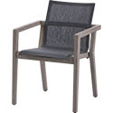 Fauteuils teck tissus empilables de jardin gris chiné 4241