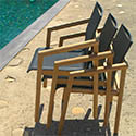 Fauteuils de jardin teck toile empilable ardoise 2307