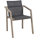 Fauteuils teck tissus empilables de jardin gris chiné 2316