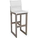 Tabouret de bar teck tissus blanc chiné 4056