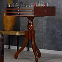 Table à jeux d'appoint multi plateaux bois cuir MF164