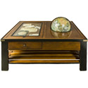 Table basse galerie globe bois verre marine MF123