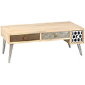 Table basse patchwork bois métal 3435