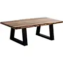 Table basse rectangulaire bois brut forme naturelle et acier 3546