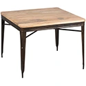 Table industrielle carrée acier bois récupération 100cm 1878