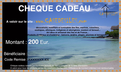 Chèque cadeau Case des îles 200Eur Chèque cadeau Case des îles 200Eur