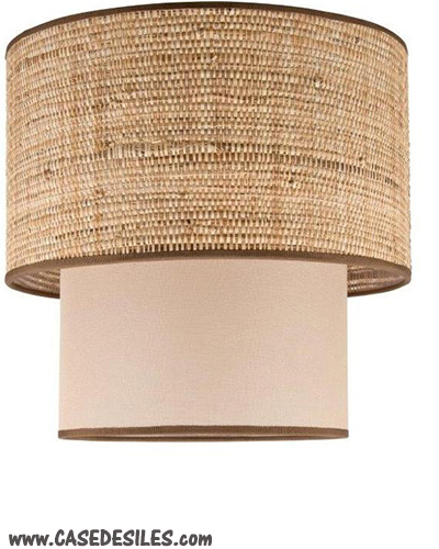 Lampe suspension raphia banane naturel lin beige