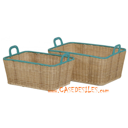 Manne panier à linge rotin aqua 2xCDIB5AQ