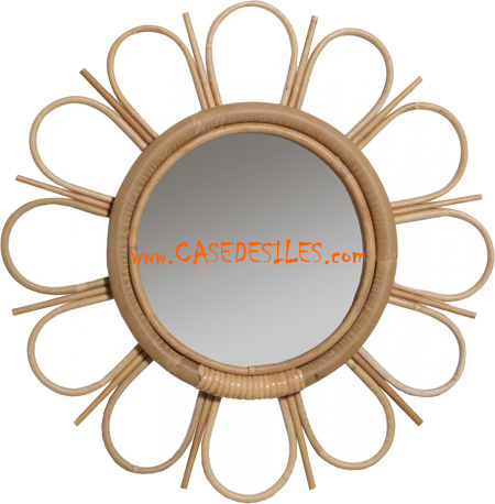 Miroir en rotin naturel