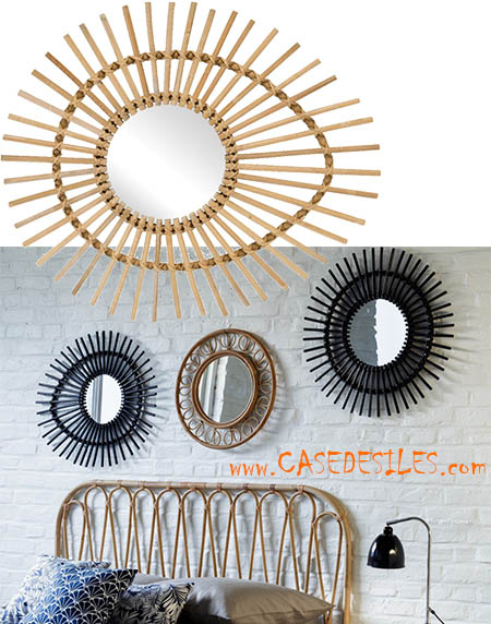 Miroir rotin naturel elliptique artisanal 977 Pas Cher Miroir rotin naturel elliptique artisanal 977 Pas Cher