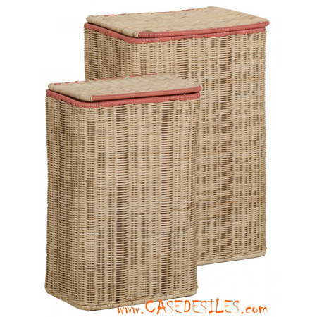 Panier à bûches rectangulaire en rotin L 78cm | Pouf Design