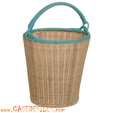 Panier à bois en rotin gris G6578