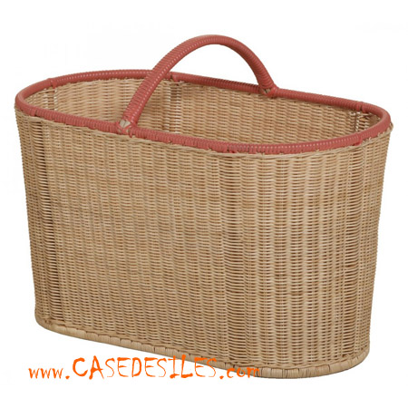 Panier rotin à anse couleur Pastèque CDIB12WM